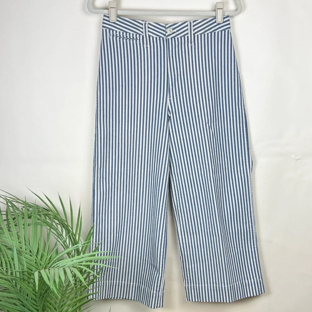 NWT Madewell Emmet Blue White Striped Jeans
Petite 28 Wide Leg Crop High Waist - Picture 4 of 10